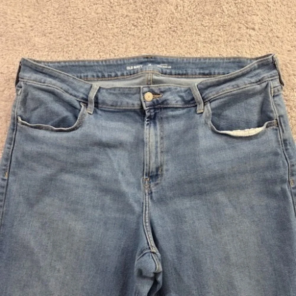 Old Navy High Rise Wow Wide Leg‎ Jeans Cropped Women's 18P Blue Denim Stretch